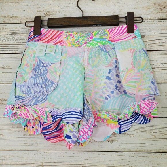 Lilly Pulitzer Dahlia Shorts Size XS Multicolor Scalloped Hem Pants Modal Tencel - Picture 3 of 12